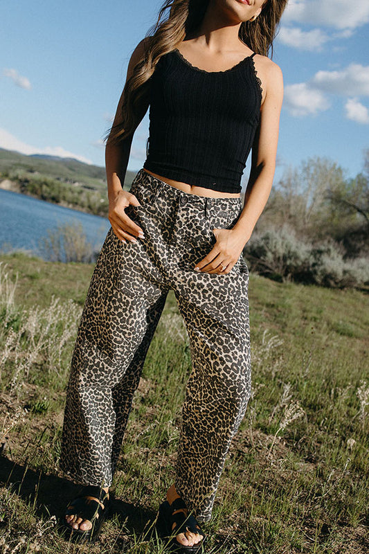 Casual Leopard Barrel Jeans