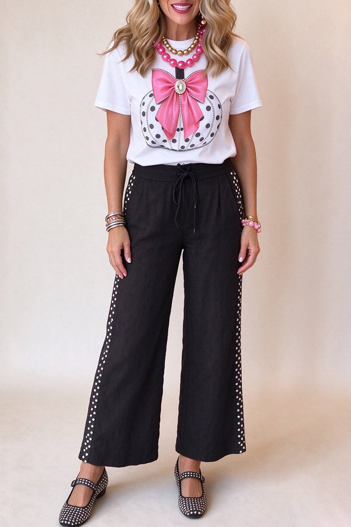 Polka Dot Side Wide Leg Pants