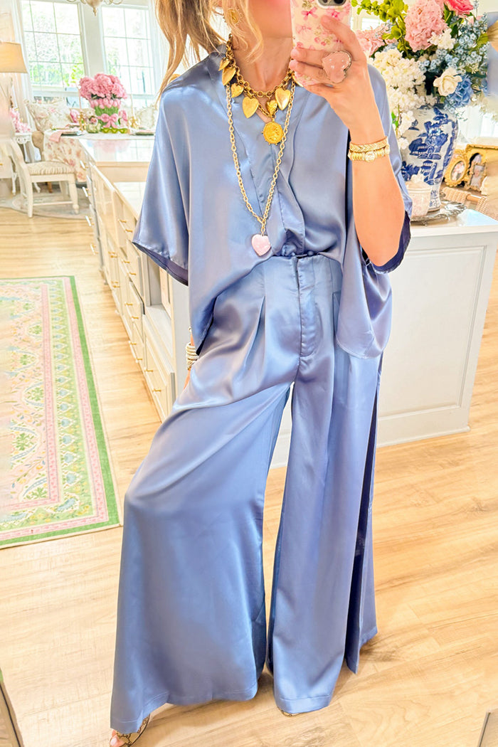 Dusty Blue Short Sleeve Casual Set