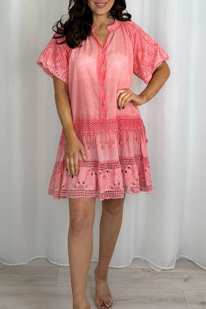 Eyelet Embroidery Swing Dress