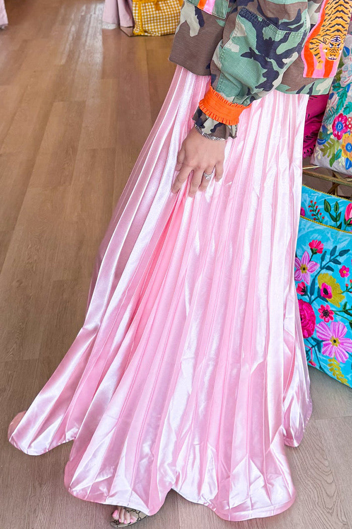 Satin Pleated Wide Leg Pants
