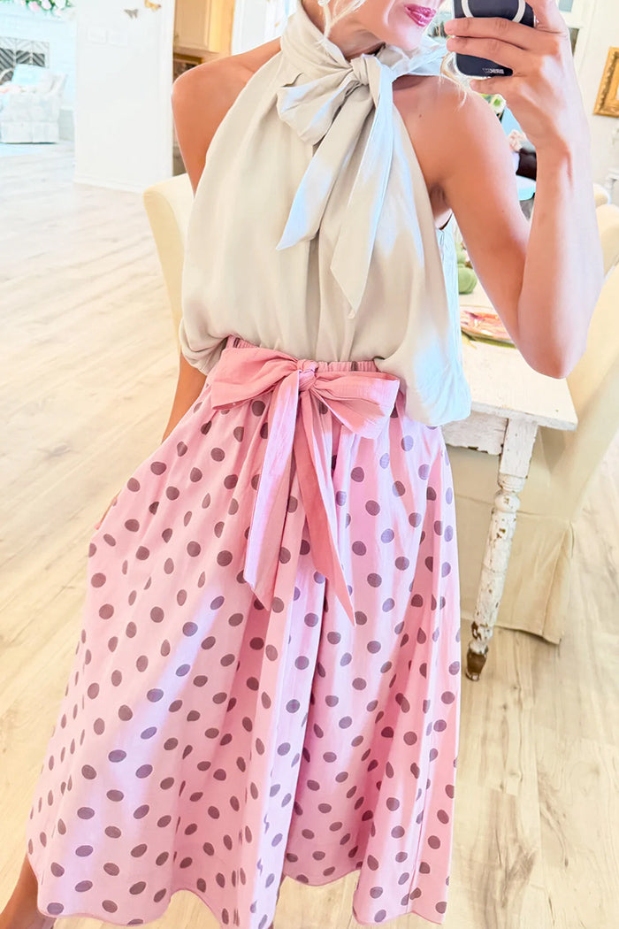 Dusty Rose Polka Dot Maxi Skirt