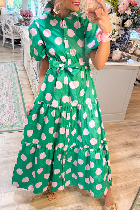 Polka Dot Puff Sleeve Dress