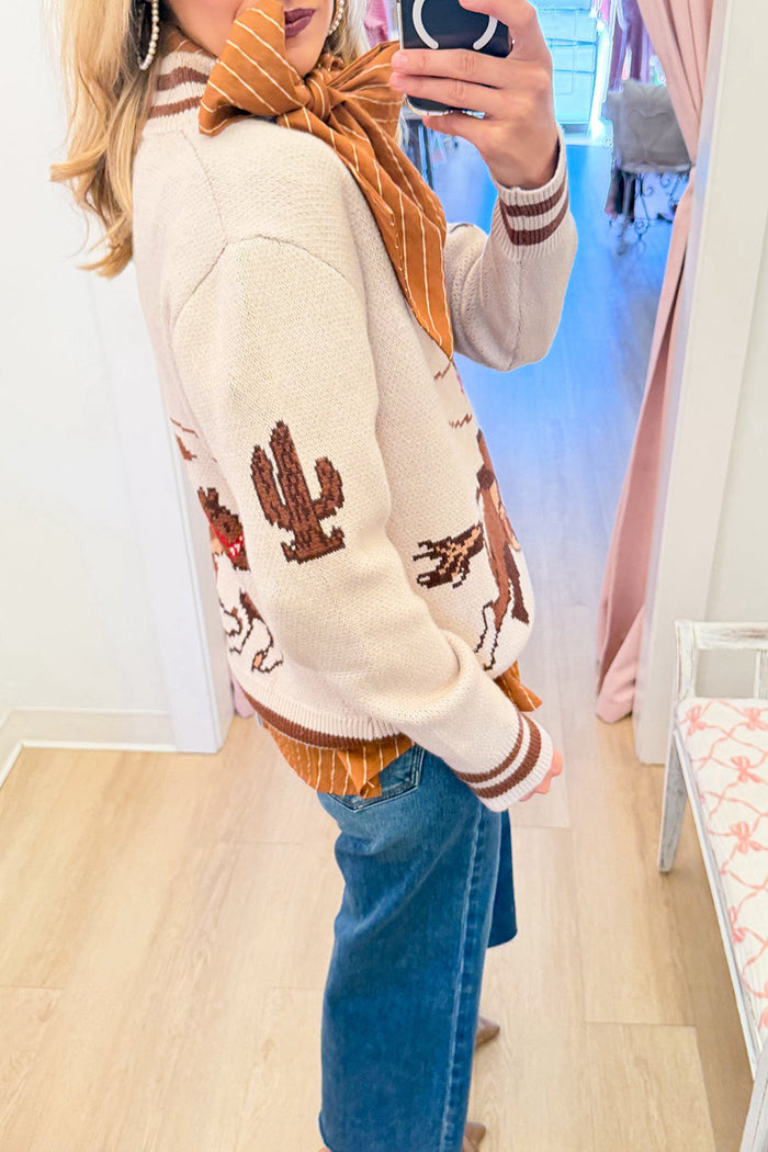 Beige Cowboy Quarter Zip Top