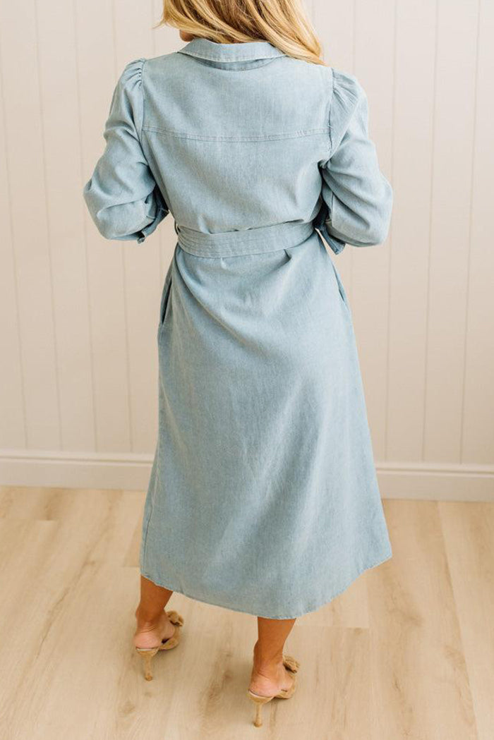 Denim Pocket Midi Dress