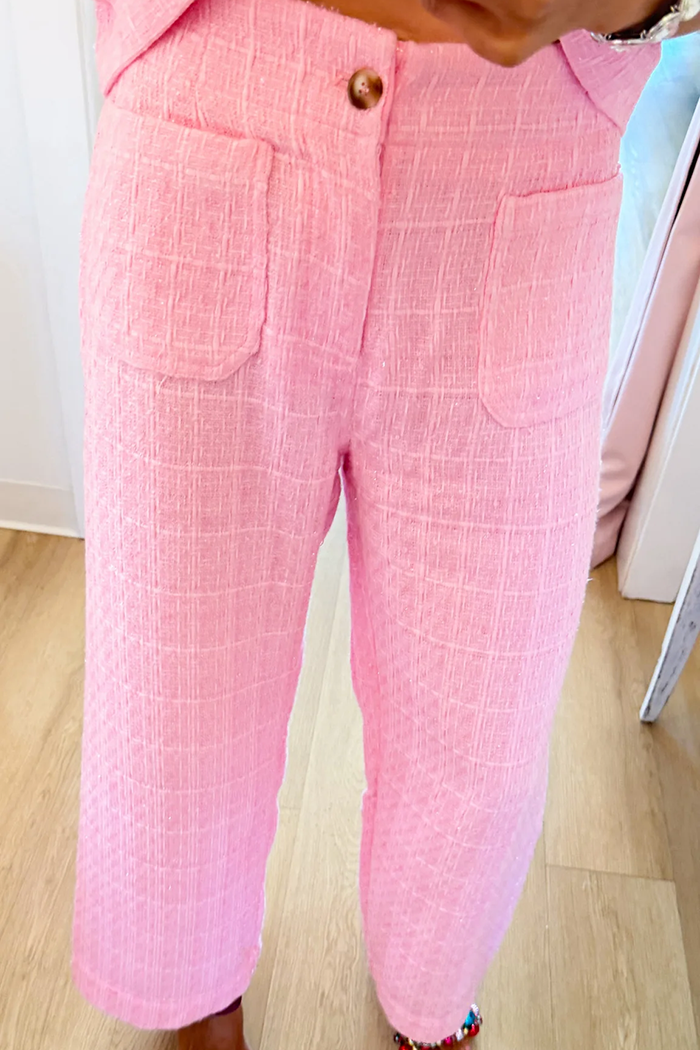 Pink Tweed Straight Pant
