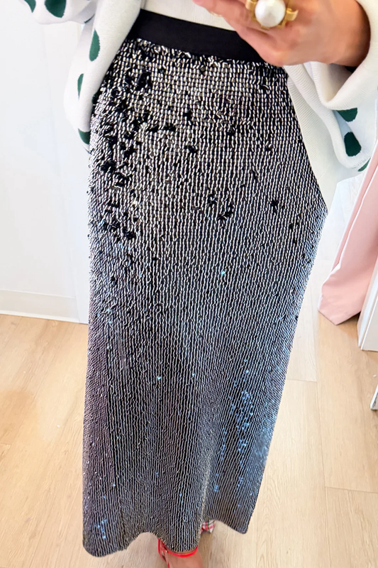 Black Sequin Maxi Skirt