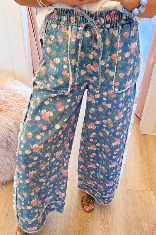 Floral Print Wide Leg Pants