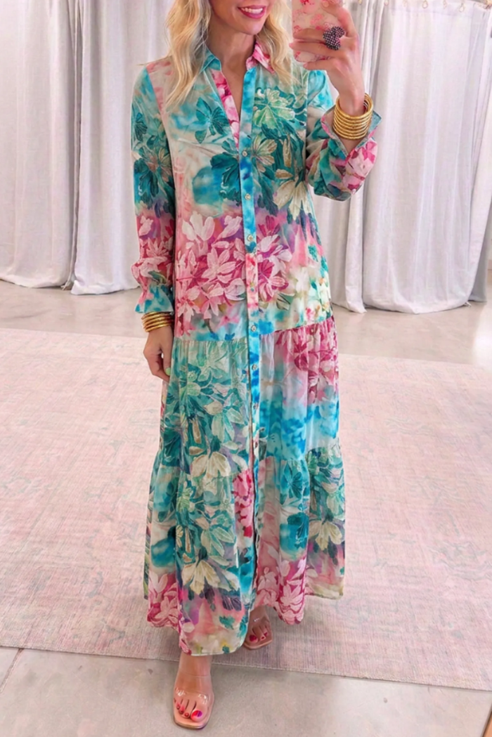 Casual Floral Print Midi Dress