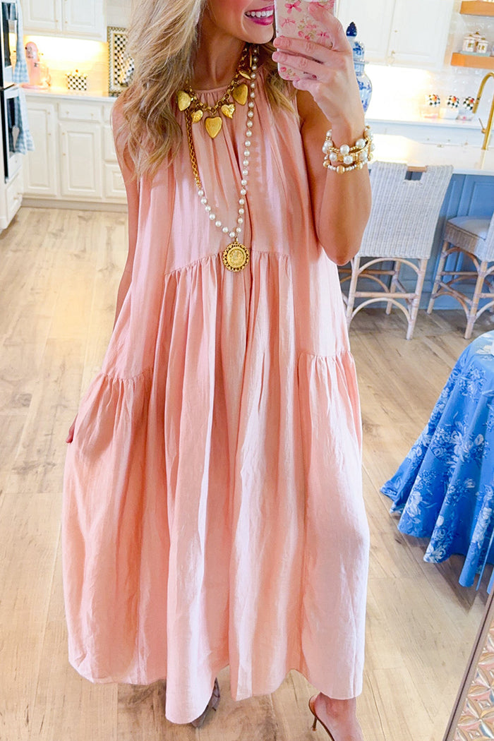 Tie Back Pocket Midi Dress