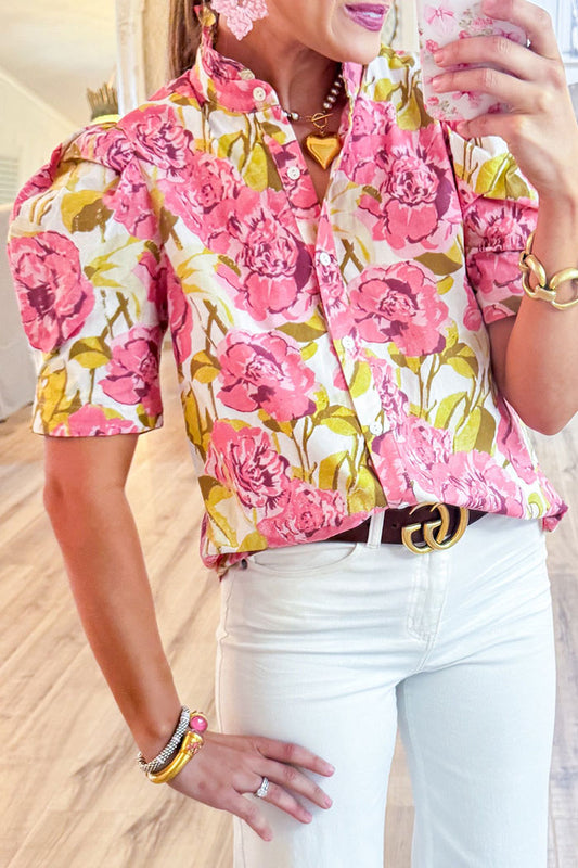 Puff Sleeve Floral Print Top