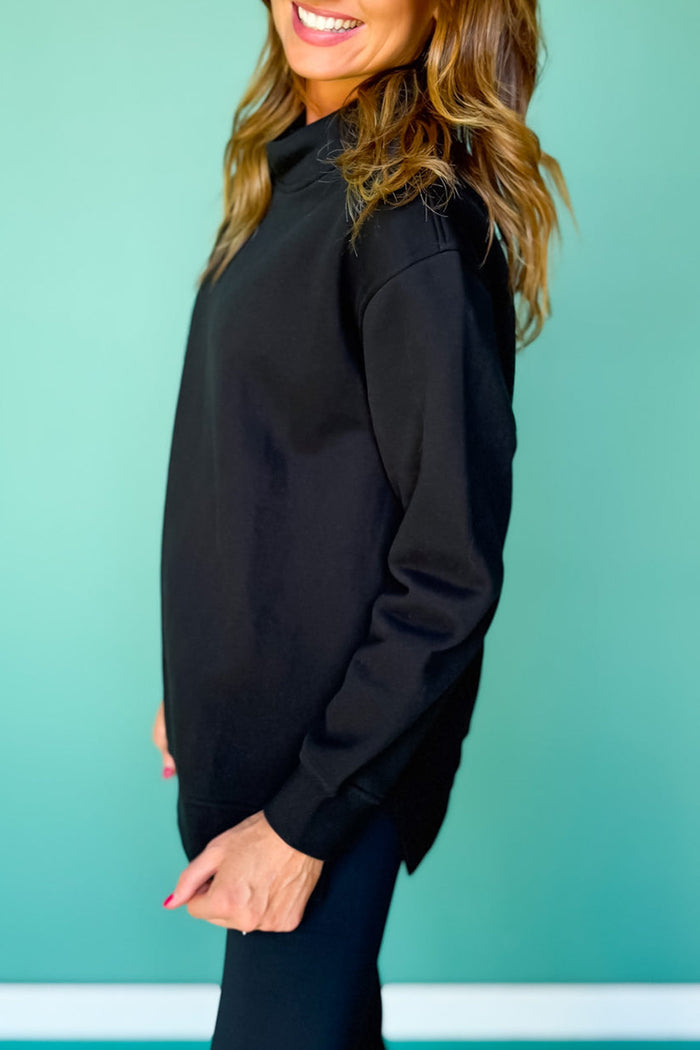 Mock Neck Solid Sweatshirt