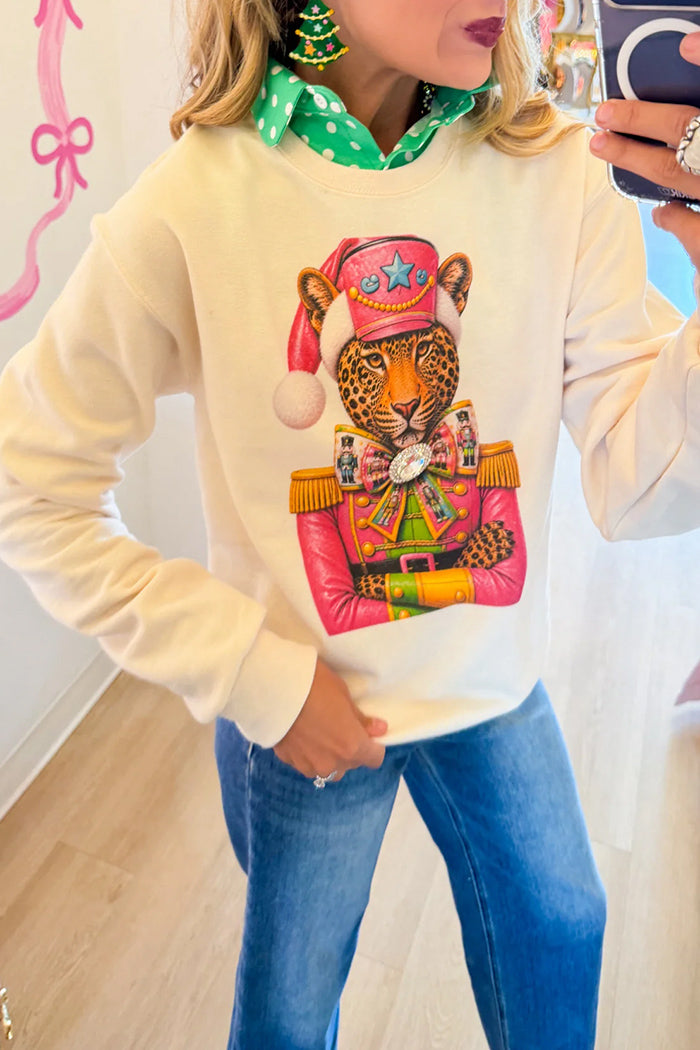 Cream Cheetah Nutcracker Sweater