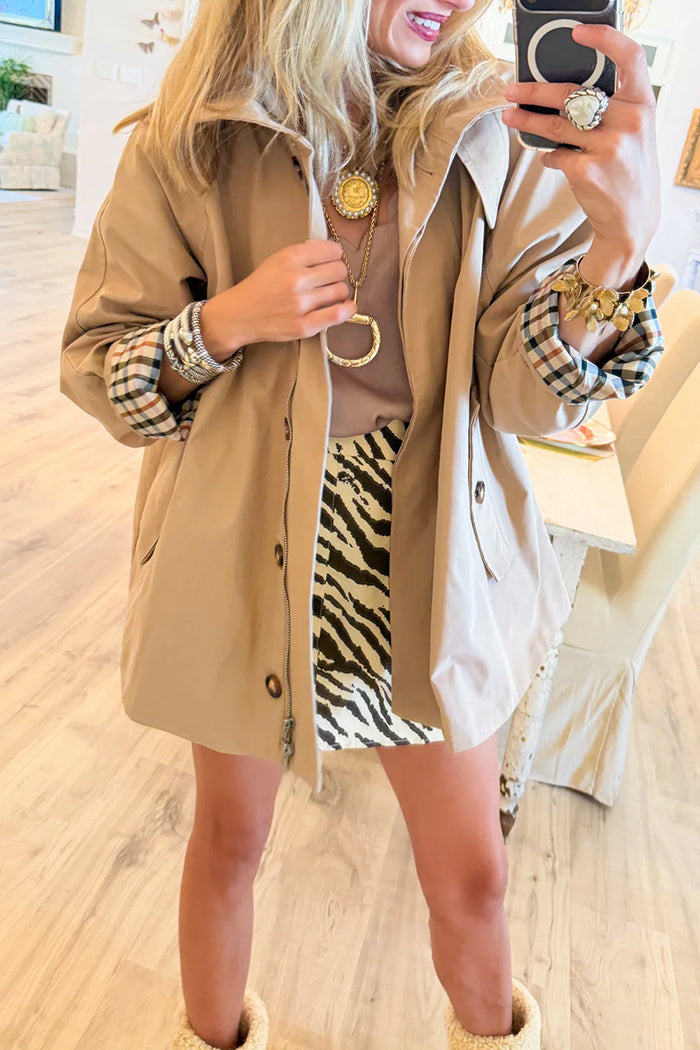 Khaki A Line Trench Coat