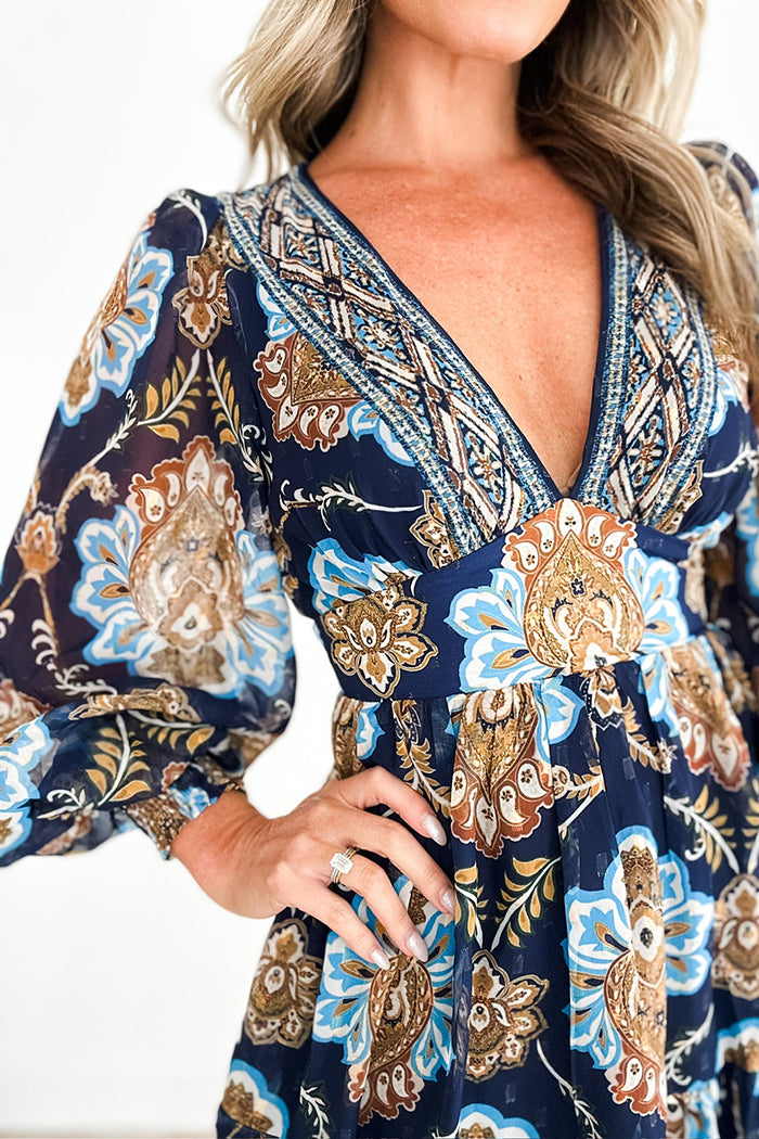 V-Neck Dreamy Sheer Long Sleeves Mini Dress