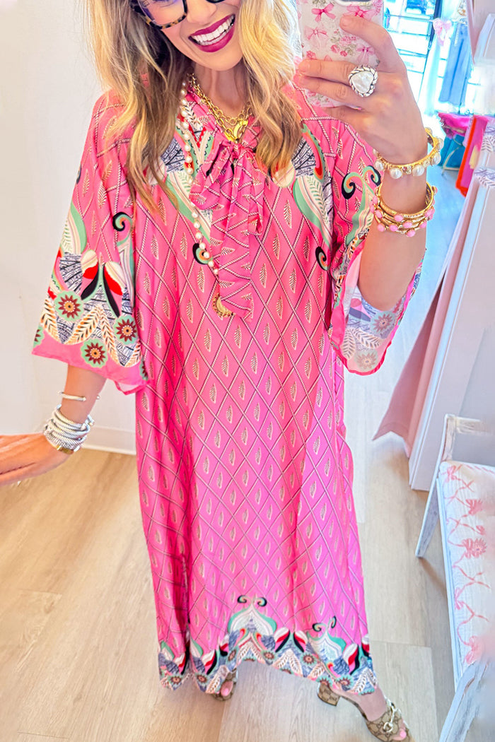 Pink Print Lounge Maxi Dress