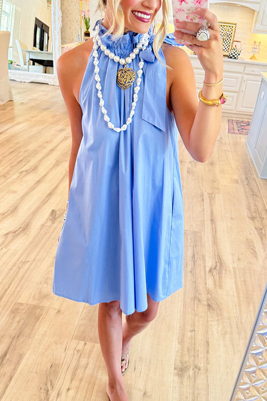 Ruffle Neck Bow Dress