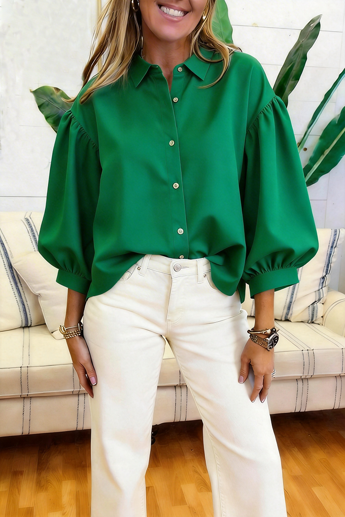 Puff Sleeve Button Down Top