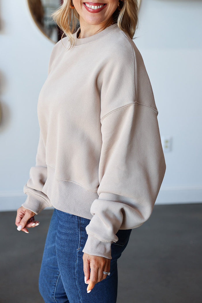 Oversized Round Neck Batwing Sleeve Sweatshirt
