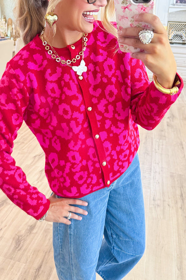 Causal Leopard Button Caridgan