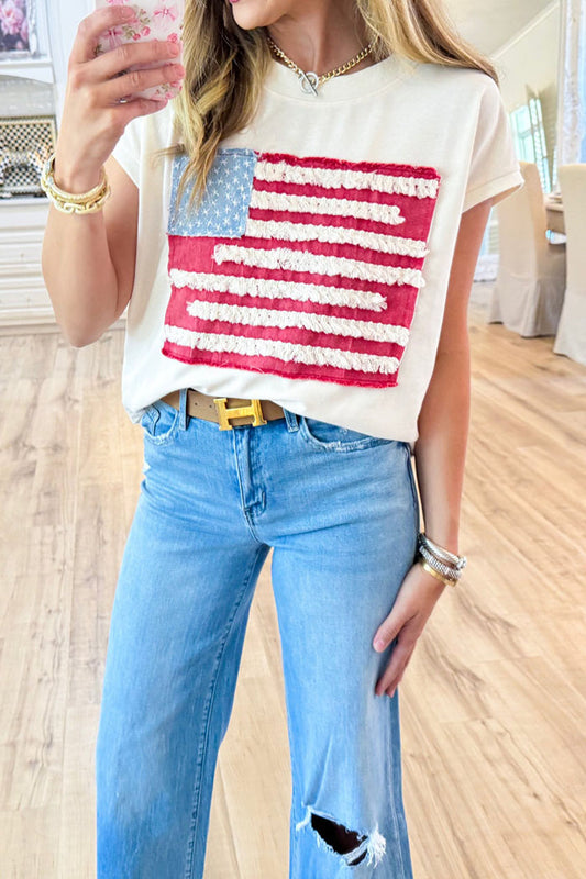 Flag Patch Short Sleeve Top