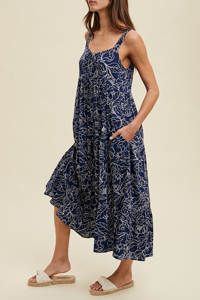 Floral Sleeveless Pocket Dress