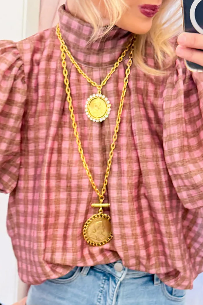 Layered Gold Coin Pendant Necklace