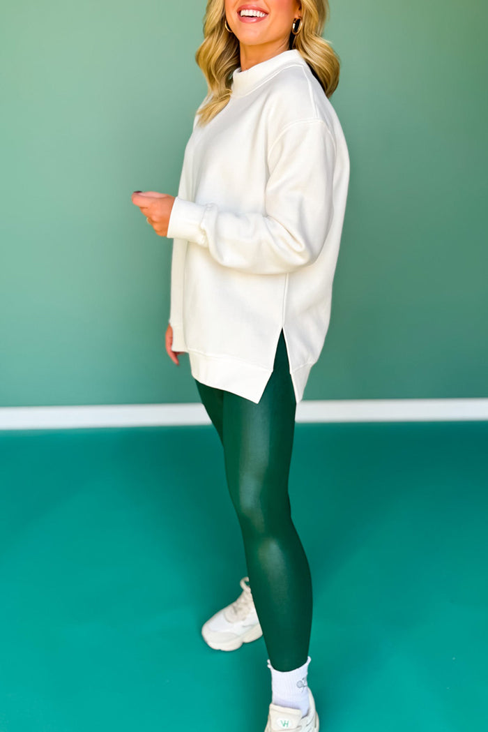 Split-Hem Mock Neck Relaxed Top
