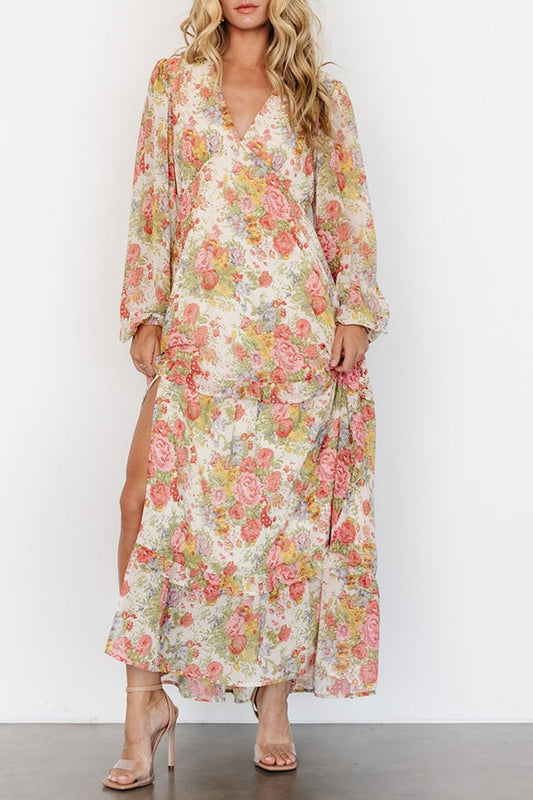 V-Neck Floral Maxi Dress
