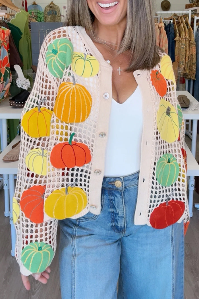 Multi Pumpkin Crochet Cardigan