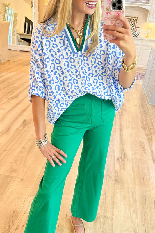 Casual Leopard Dolman Sleeve Top