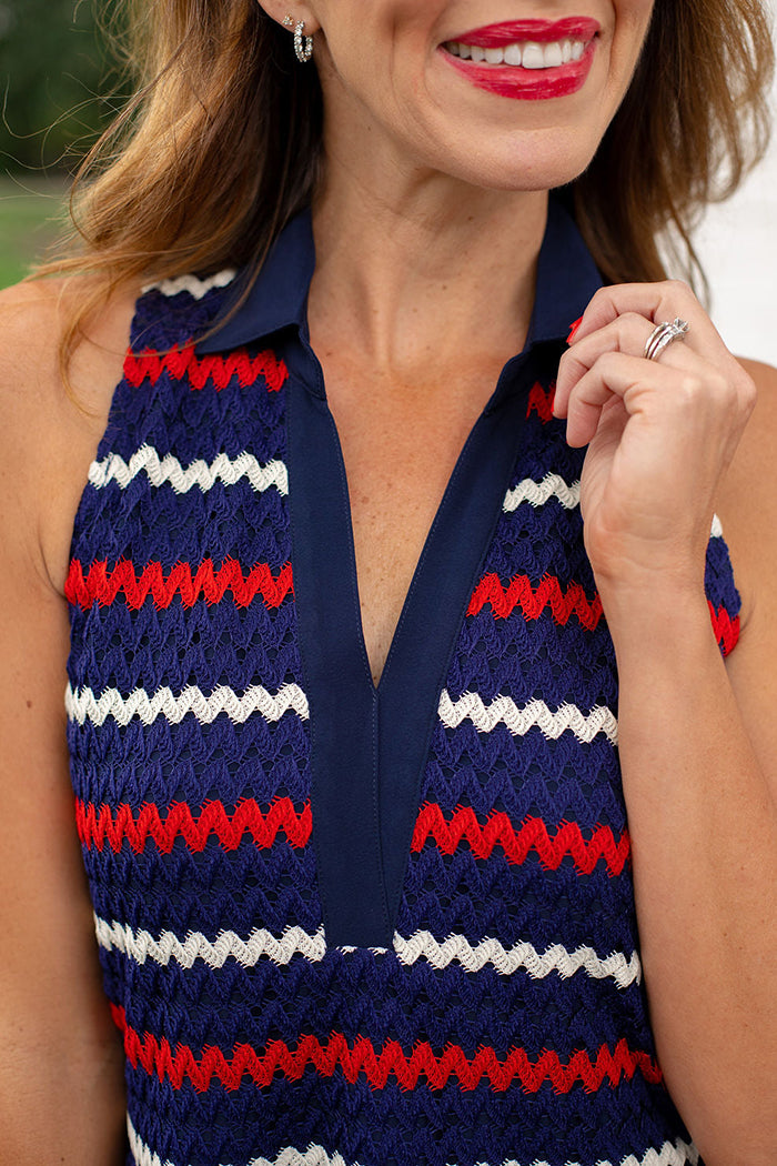Americana Sleeveless Collared Dress