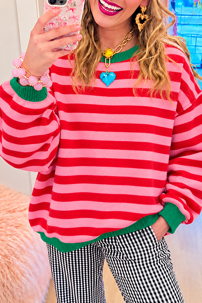 Casual Color Block Striped Sweatshirt