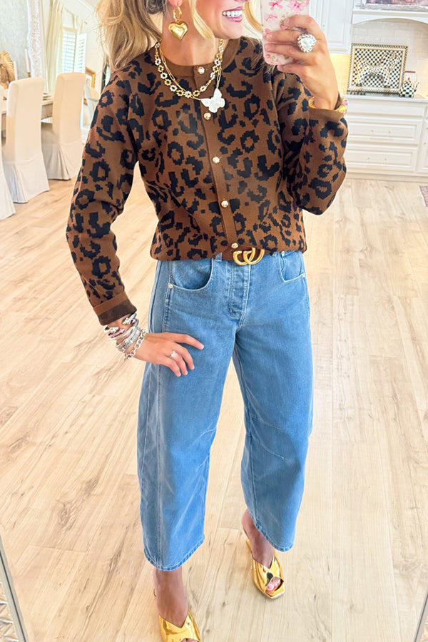 Causal Leopard Button Caridgan
