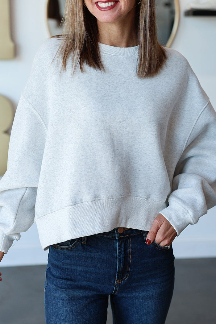 Oversized Round Neck Batwing Sleeve Sweatshirt