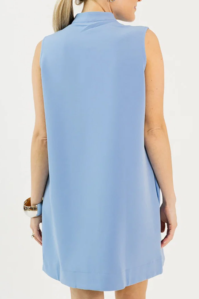 Sleeveless Split Necklined Pocketed Shift Dress