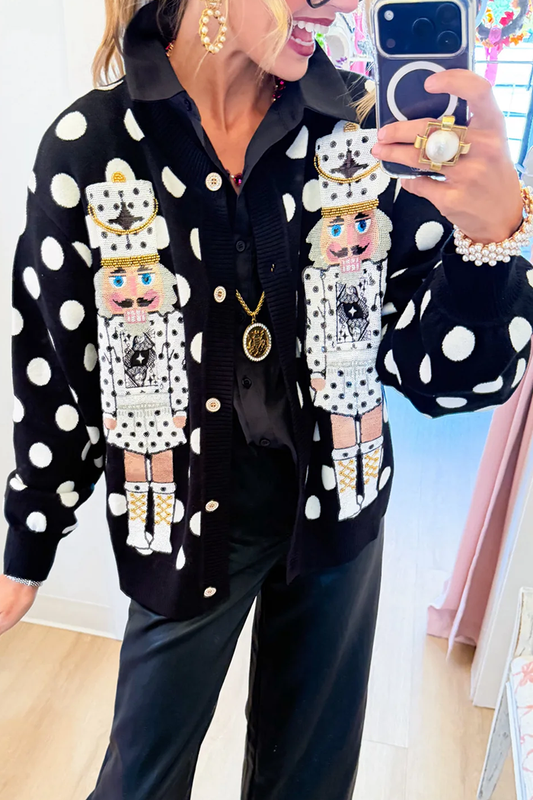 Black And White Polka Nutcracker Cardigan