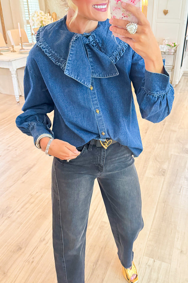 Denim Peter Pan Collar Top