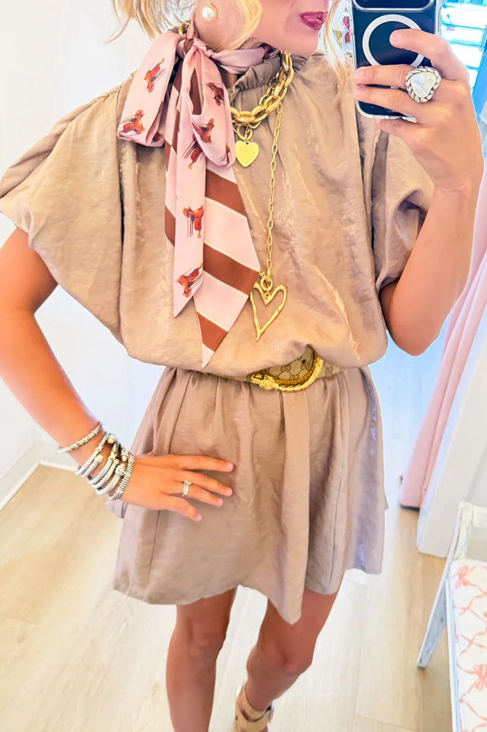 Taupe Puff Sleeve Dress