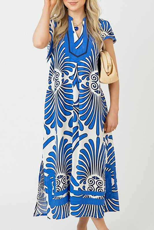 Printed Slit Pocket Midi Dress