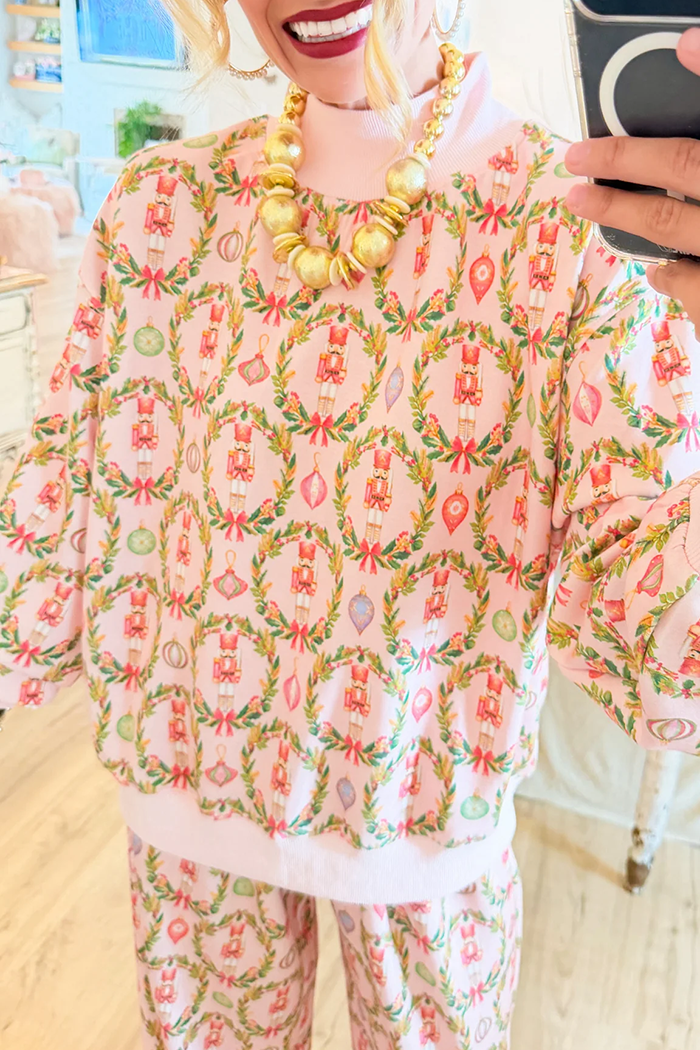 Pink Nutcracker Wreath Pant Set