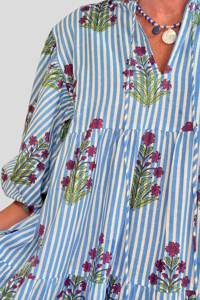Floral Tiered Balloon Sleeve Dress