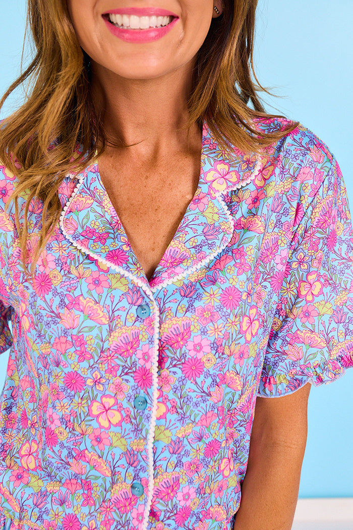 Floral Short Sleeve Pajama Set