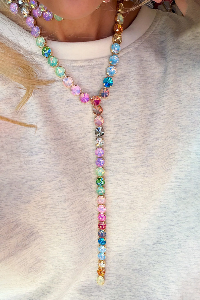 Multi Pastel Stone Lariat Necklace