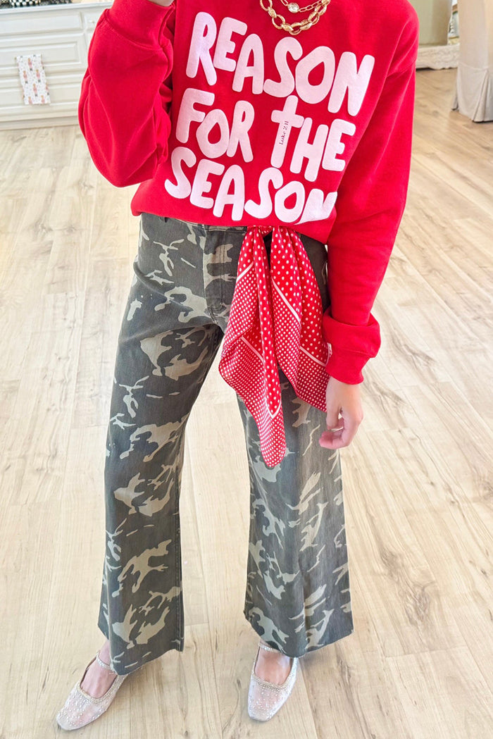 Camo High Waisted Wide Leg Pants