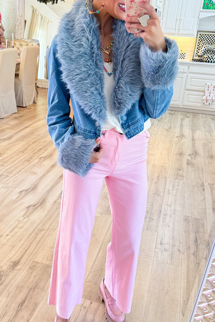 Casual  Fur Collar Cropped Jacket