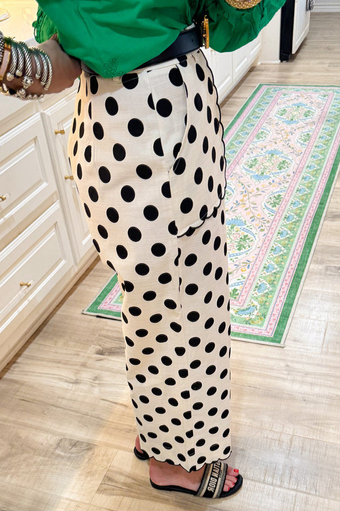 Polka Dot Pocket Wide Leg Pants