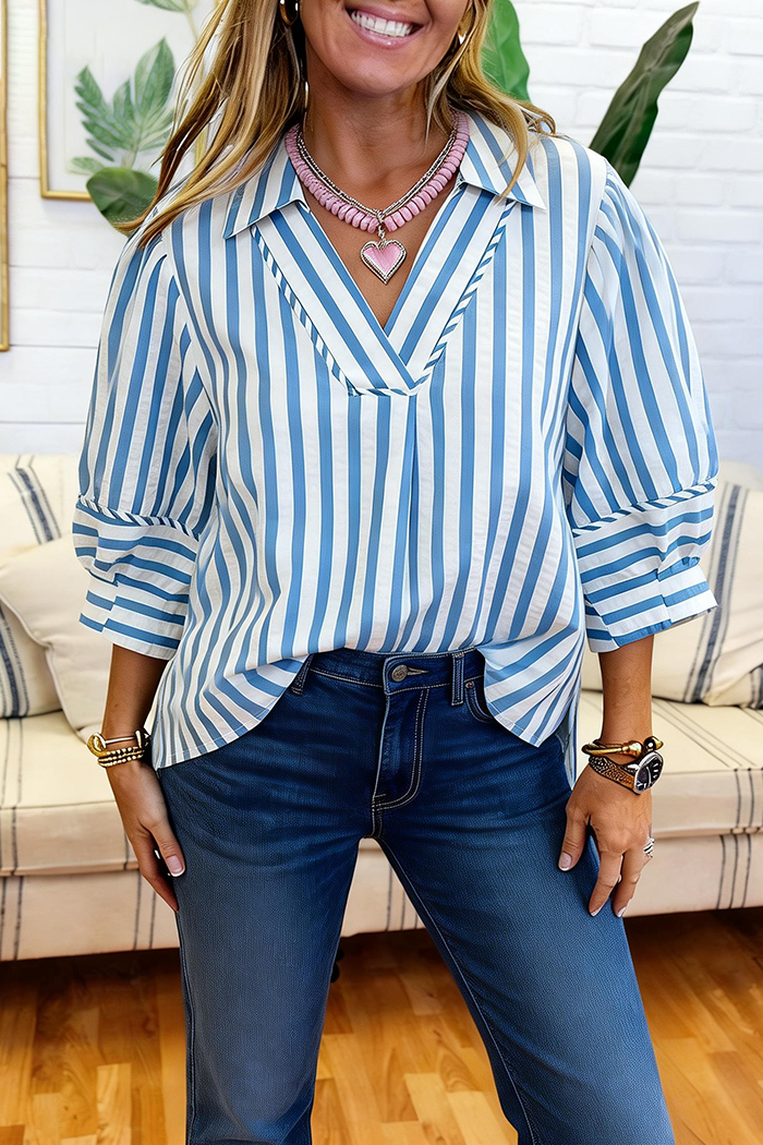 Stripe Puff Sleeve Top