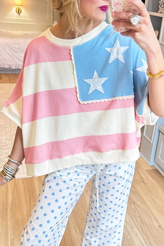 Casual Flag Dolman Sleeve Top