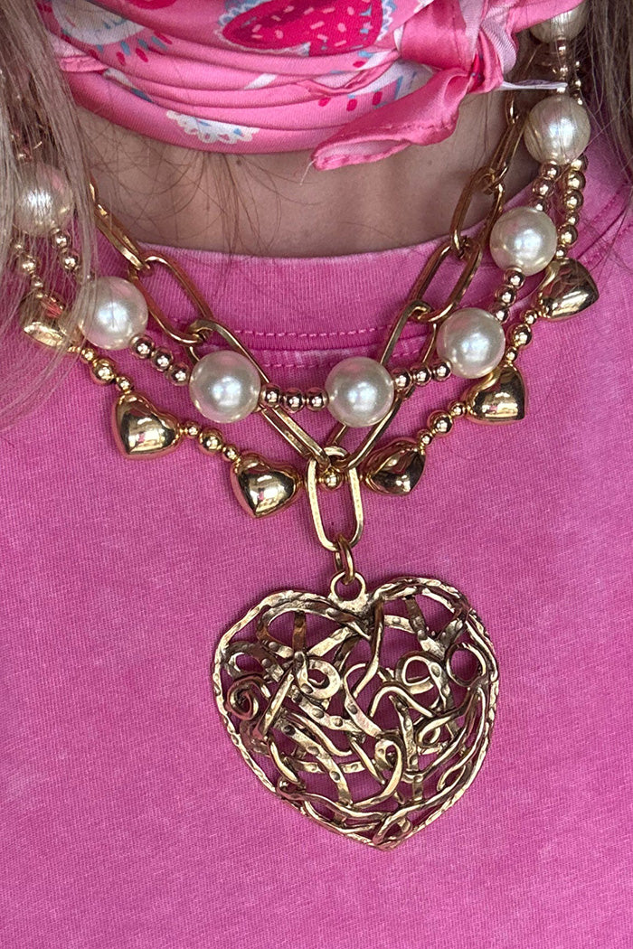 Woven Heart Pearl Necklace